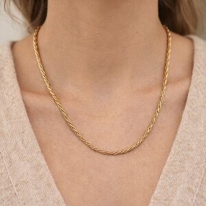 Vintage Napier 25” Gold Braided Rope Chain Necklace Classic Minimalist